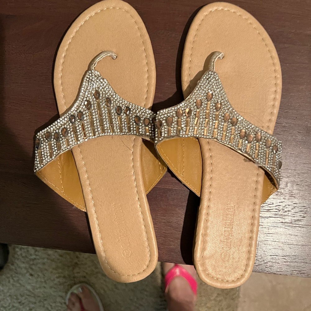 Elegant Tan and Gold Women's Sandals